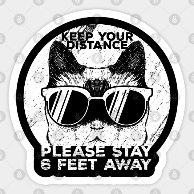 Social Distancing Funny Cat With Sunglasses Sticker by creative